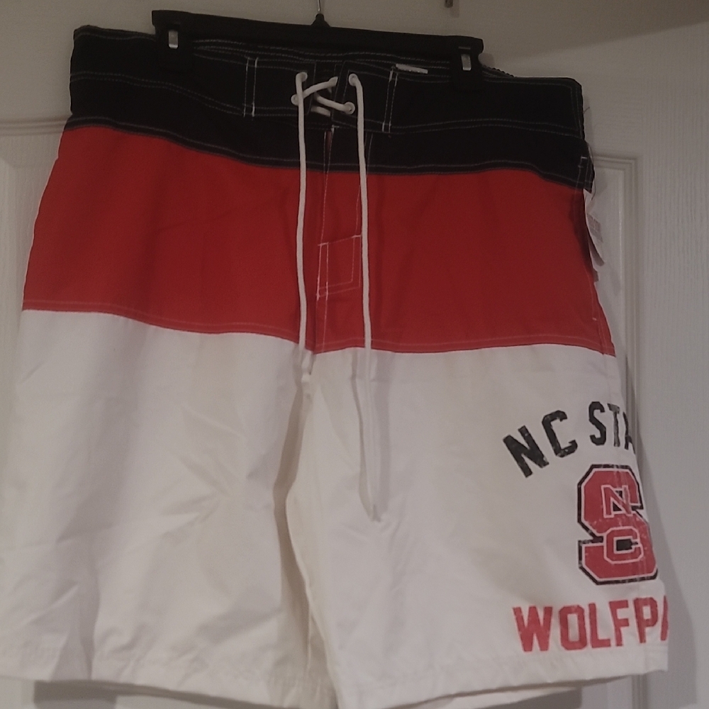 NC State Wolfpack Red and White Men's Swim Shorts G-III Sports By Carl Banks XL